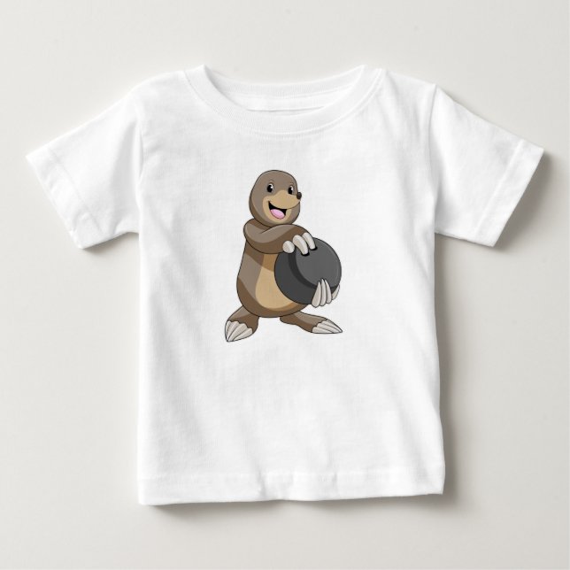 Mole at Bowling with Bowling ball Baby T-Shirt (Front)