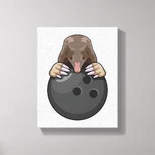 Mole at Bowling with Bowling ball Canvas Print