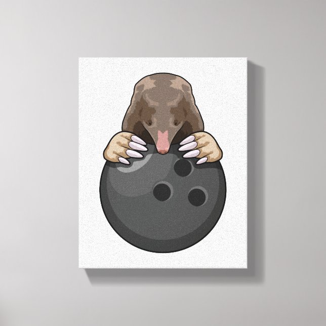 Mole at Bowling with Bowling ball Canvas Print (Front)