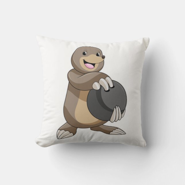 Mole at Bowling with Bowling ball Cushion (Front)
