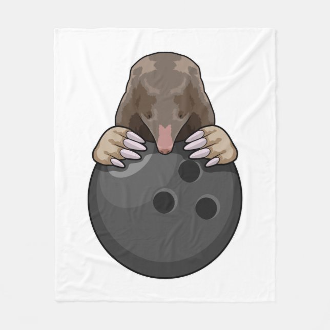 Mole at Bowling with Bowling ball Fleece Blanket (Front)