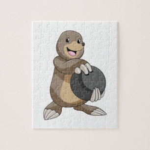 Mole at Bowling with Bowling ball Jigsaw Puzzle
