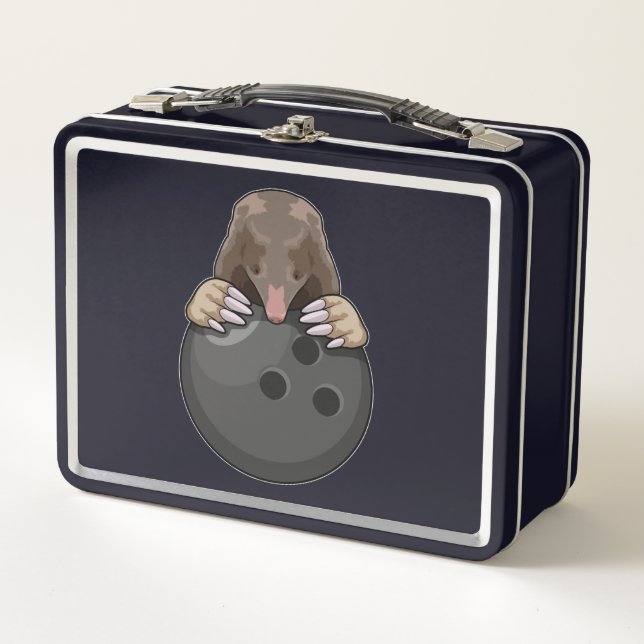 Mole at Bowling with Bowling ball Metal Lunch Box (Front)