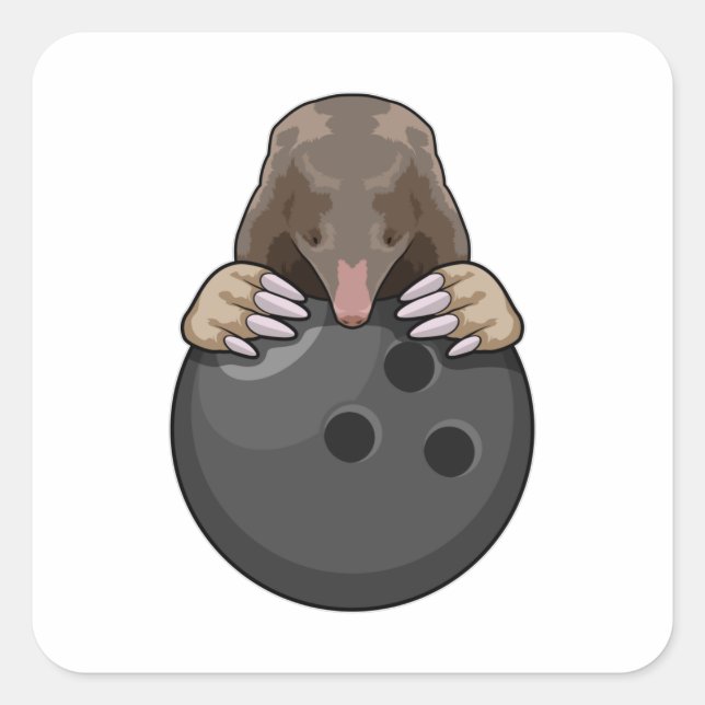 Mole at Bowling with Bowling ball Square Sticker (Front)