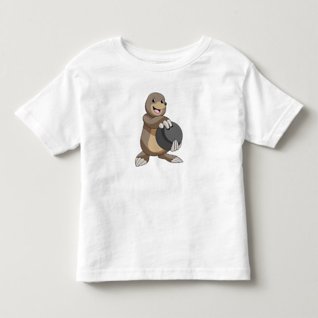 Mole at Bowling with Bowling ball Toddler T-Shirt (Front)