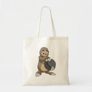 Mole at Bowling with Bowling ball Tote Bag