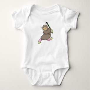 Mole at Hockey with Hockey bat Baby Bodysuit