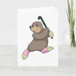 Mole at Hockey with Hockey bat Card