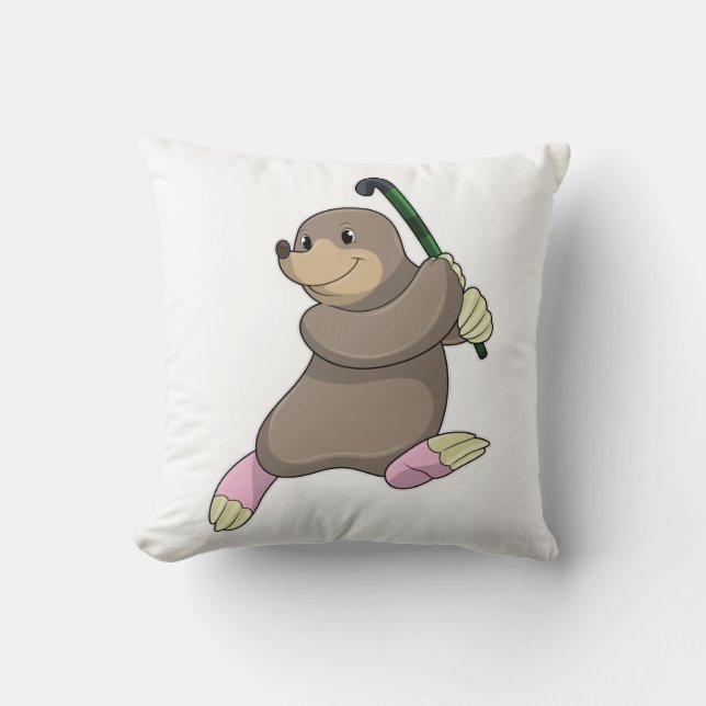 Mole at Hockey with Hockey bat Cushion (Front)