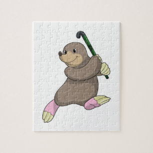 Mole at Hockey with Hockey bat Jigsaw Puzzle