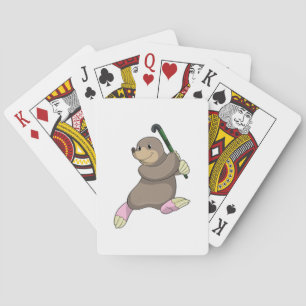 Mole at Hockey with Hockey bat Playing Cards