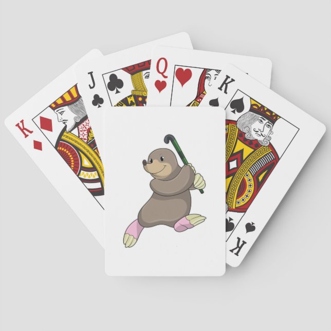 Mole at Hockey with Hockey bat Playing Cards (Back)