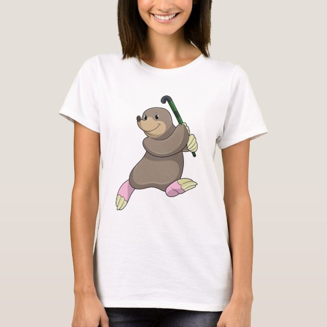 Mole at Hockey with Hockey bat T-Shirt (Front)