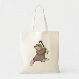 Mole at Hockey with Hockey bat Tote Bag