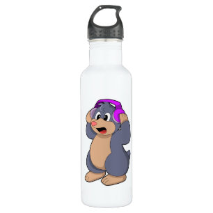 Mole at Music with Headphone 710 Ml Water Bottle