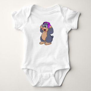 Mole at Music with Headphone Baby Bodysuit