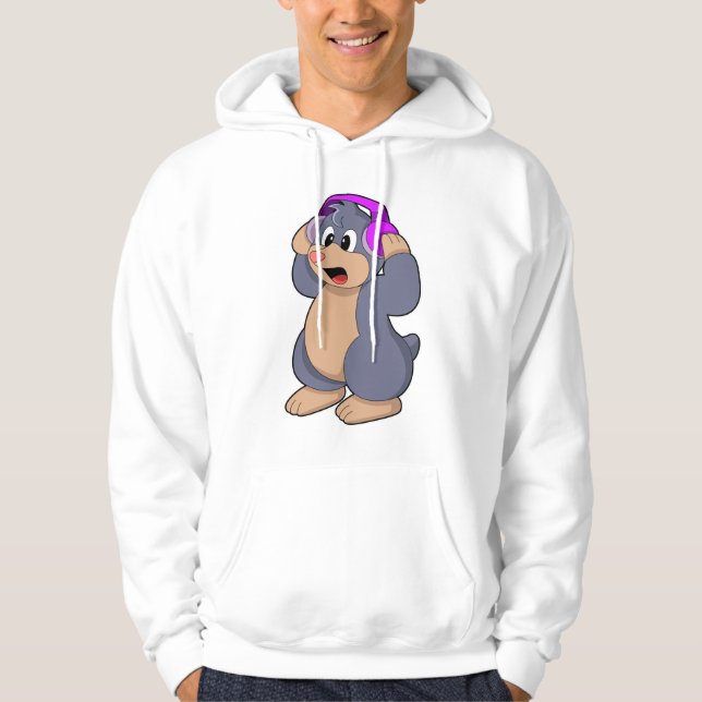 Mole at Music with Headphone Hoodie (Front)