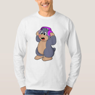 Mole at Music with Headphone T-Shirt