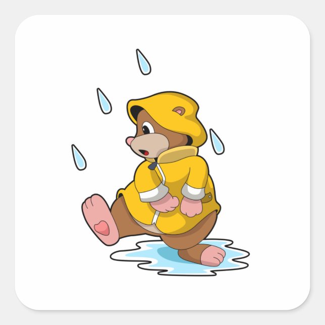 Mole at Rain with Raindrops Square Sticker (Front)