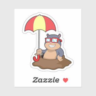 Mole at Raining with Umbrella