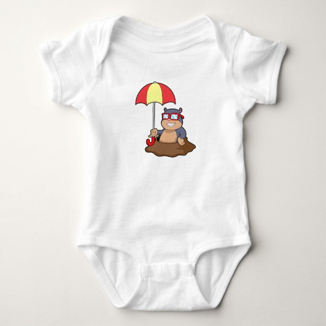 Mole at Raining with Umbrella Baby Bodysuit (Front)