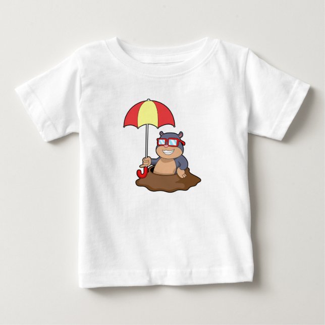 Mole at Raining with Umbrella Baby T-Shirt (Front)