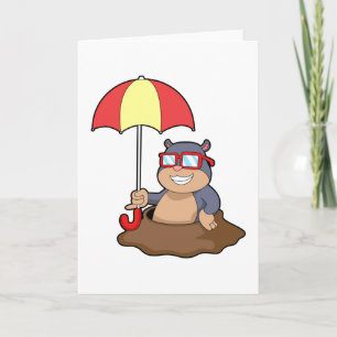 Mole at Raining with Umbrella Card