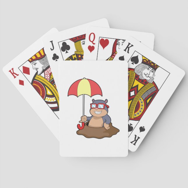 Mole at Raining with Umbrella Playing Cards (Back)
