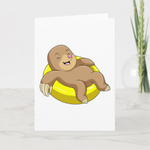 Mole at Swimming with Lifebuoy Card