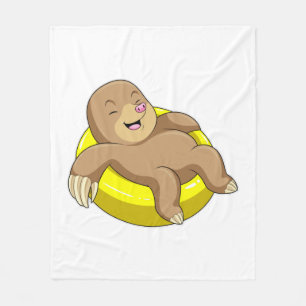 Mole at Swimming with Lifebuoy Fleece Blanket
