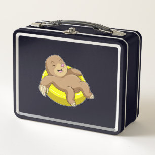 Mole at Swimming with Lifebuoy Metal Lunch Box