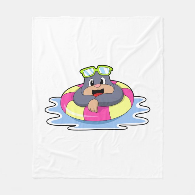 Mole at Swimming with Swim ring.PNG Fleece Blanket (Front)