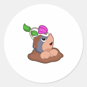 Mole Earth Flower Classic Round Sticker