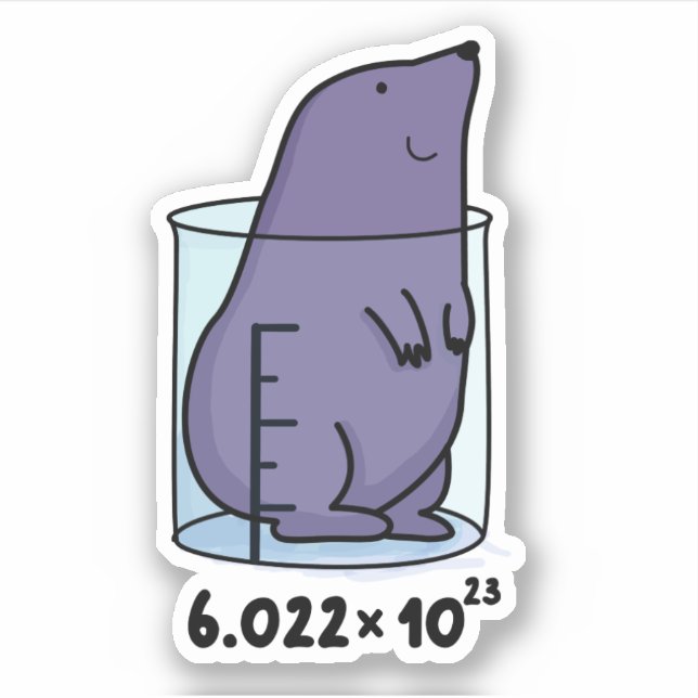 Mole Equation Cute Mole In A Beaker Pun Sticker (Front)