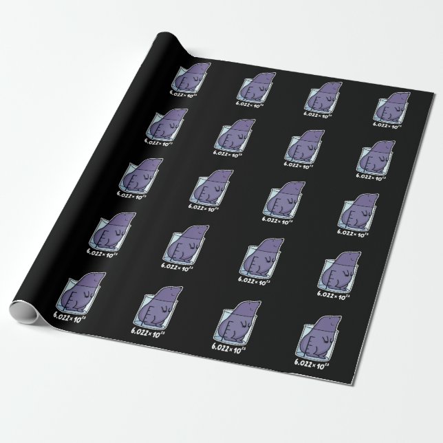 Mole Equation Funny Mole In A Beaker Pun Dark BG Wrapping Paper (Unrolled)