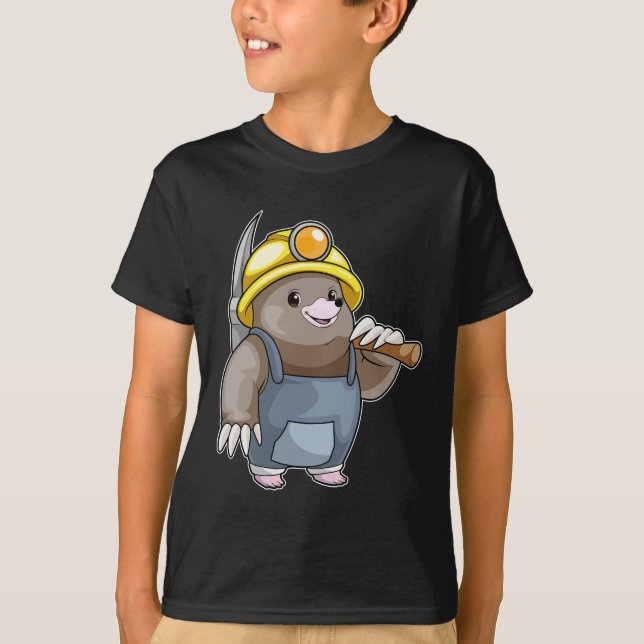 Mole Miner Pickaxe Mining T-Shirt (Front)