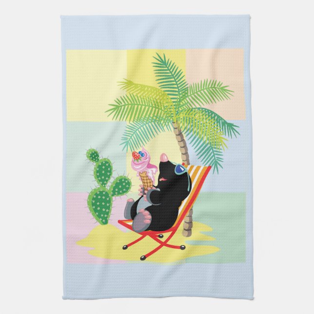 mole on the beach tea towel (Vertical)