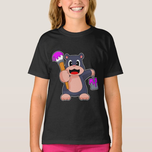 Mole Painter Paint brush Painting T-Shirt (Front)