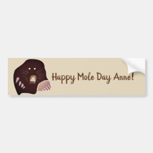 Mole  Party  Sticker, Custom Text Bumper Sticker