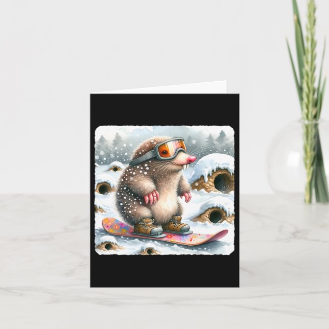 Mole Snowboarding With Goggles. Snowboard Snowboar Card (Front)