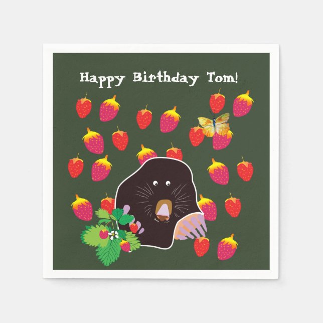 Mole Spring Strawberries Custom Napkin (Front)