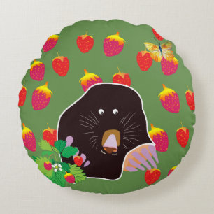 Mole Spring Strawberries Round Cushion