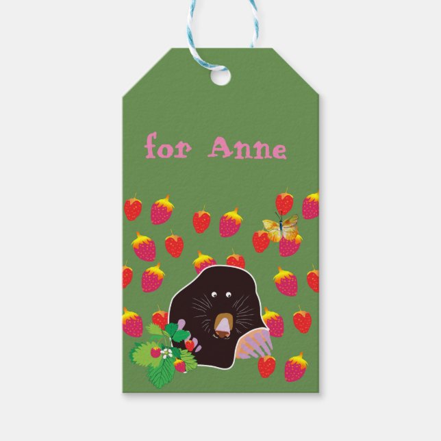 Mole Strawberries Custom Gift Tags (Front)