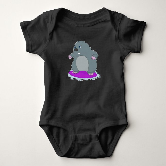 Mole Surfer Surfboard Baby Bodysuit (Front)