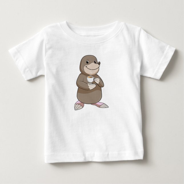 Mole with Coffee Cup Baby T-Shirt (Front)