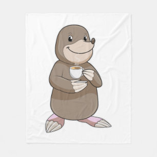 Mole with Coffee Cup Fleece Blanket