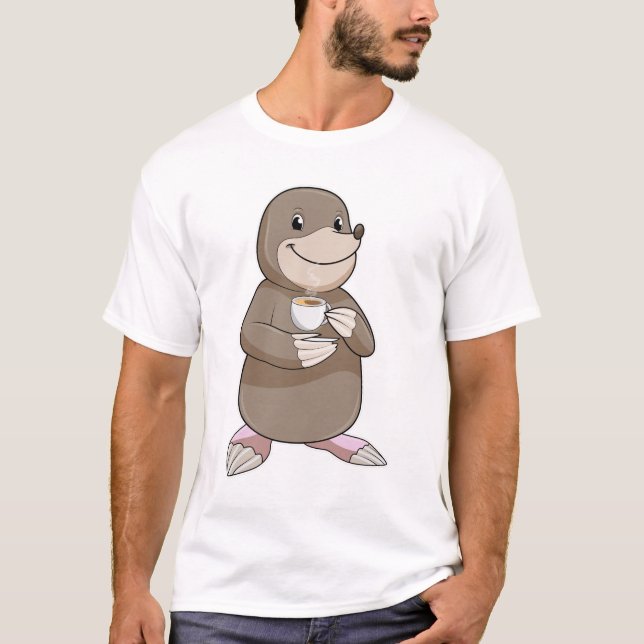 Mole with Coffee Cup T-Shirt (Front)