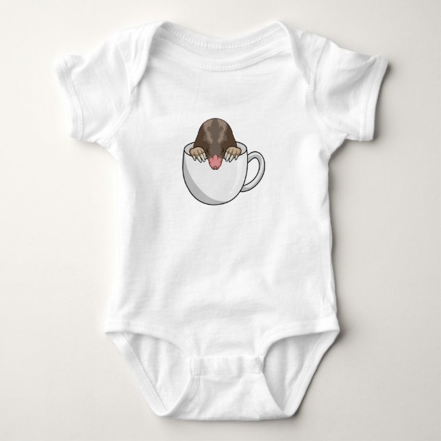 Mole with Cup of Coffee Baby Bodysuit (Front)