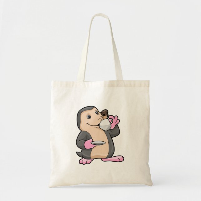Mole with Cup of Coffee & Saucer Tote Bag (Front)