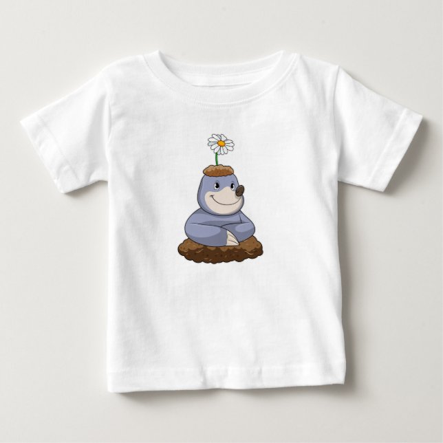 Mole with Daisy Flower Baby T-Shirt (Front)